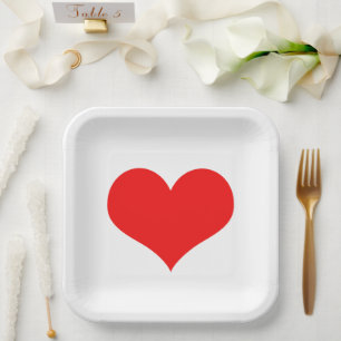 Plato De Papel Bodas de calor rojo Cumpleaños Baby Shower Blanco