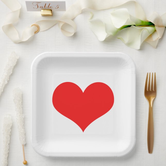 Plato De Papel Bodas de calor rojo Cumpleaños Baby Shower White C (Boda)