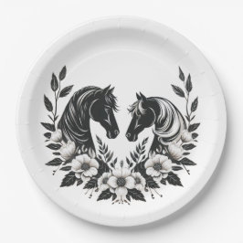 Plato De Papel Bodas de campo-caballos con flores