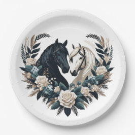 Plato De Papel Bodas de campo-caballos enamorados