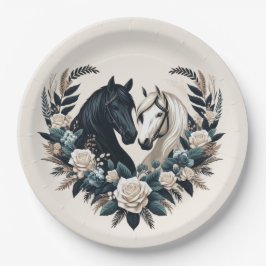Plato De Papel Bodas de campo-caballos enamorados