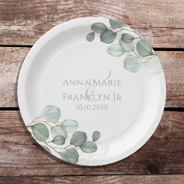 Plato De Papel Bodas de Eucalyptus Greenery Elegante Foliage