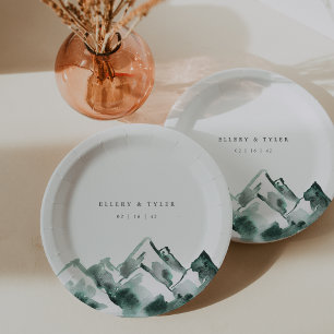 Plato De Papel Bodas de Montaña en Acuarela Tierras Altas