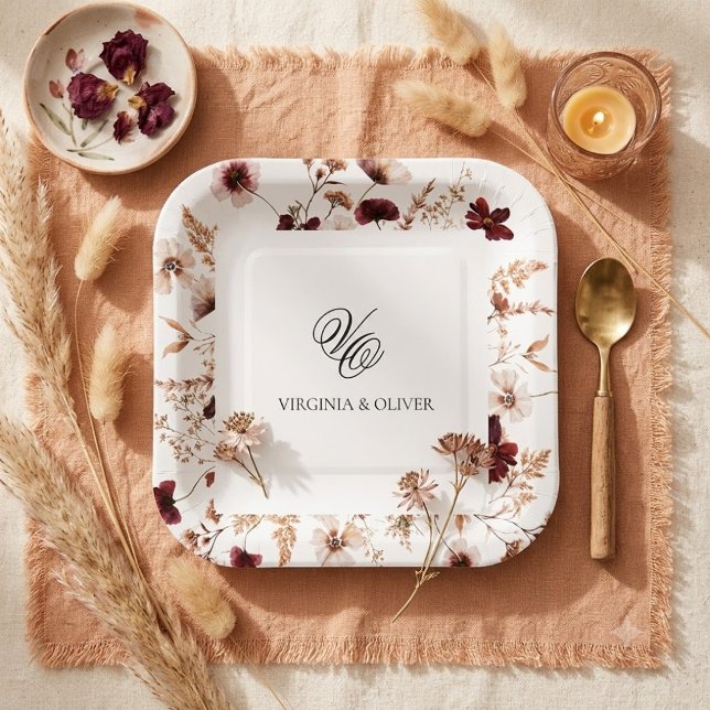 Plato De Papel Bodas Florales de Flores Silvestres de Otoño  (Subido por el creador)