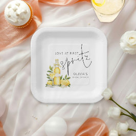 Plato De Papel Bodas Lemons Love at First Spritz Nombre Despedida