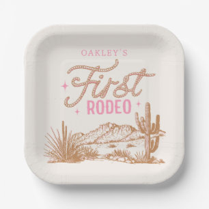 Plato De Papel Bodega Primera Placa de Cumpleaños de Rodeo