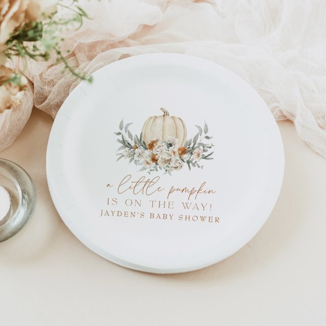 Plato De Papel BOHEME Terracotta Floral Calabaza Baby Shower (Subido por el creador)
