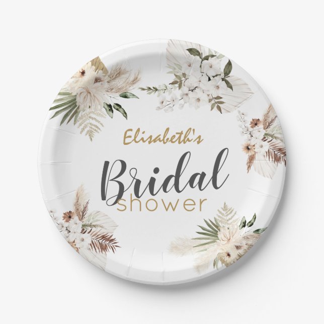 Plato De Papel Bohemian Bridal Shower Classic  (Anverso)