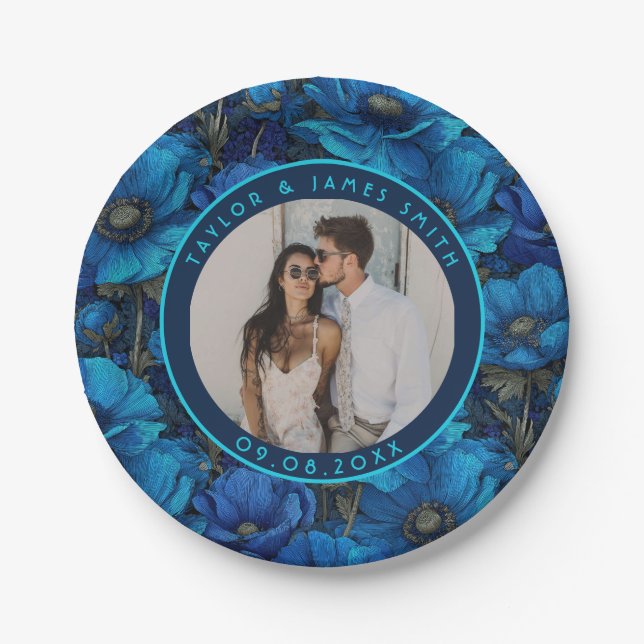 Plato De Papel Boho Anemones Plates For Engagement Party (Anverso)