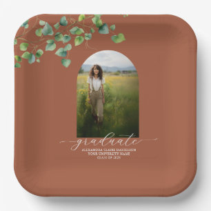 Plato De Papel Boho Arch Ivy, graduación de Terracotta Brown