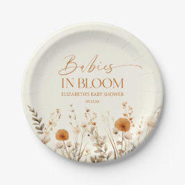 Plato De Papel Boho Babies En Bloom Wildflower Twins Baby Shower