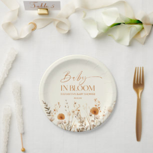 Plato De Papel Boho Baby En Bloom Wildflower Baby Shower