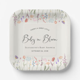 Plato De Papel Boho Baby en Bloom Wildflower Cream Baby Shower