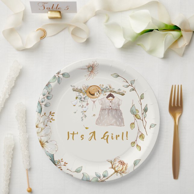 Plato De Papel Boho Baby Girl Vestido conjunto (Boda)