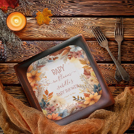 Plato De Papel Boho Baby in Bloom Fall Floral Frame Baby Shower