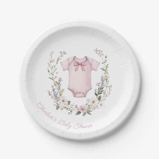 Plato De Papel Boho Baby Shower Baby Girl (Anverso)