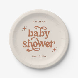 Plato De Papel Boho Baby Shower Earth Tone Baby Shower