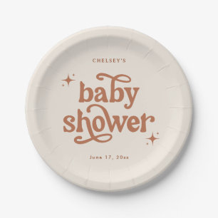 Plato De Papel Boho Baby Shower Earth Tone Baby Shower
