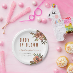 Plato De Papel Boho Baby Shower Greenery Rustic Adorable