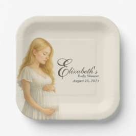 Plato De Papel Boho Baby Shower Plates for blonde Mom