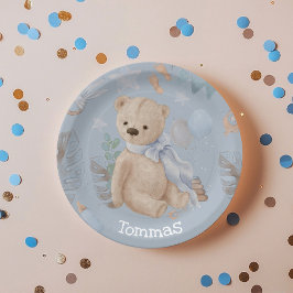 Plato De Papel Boho baby teddy Paper Placas