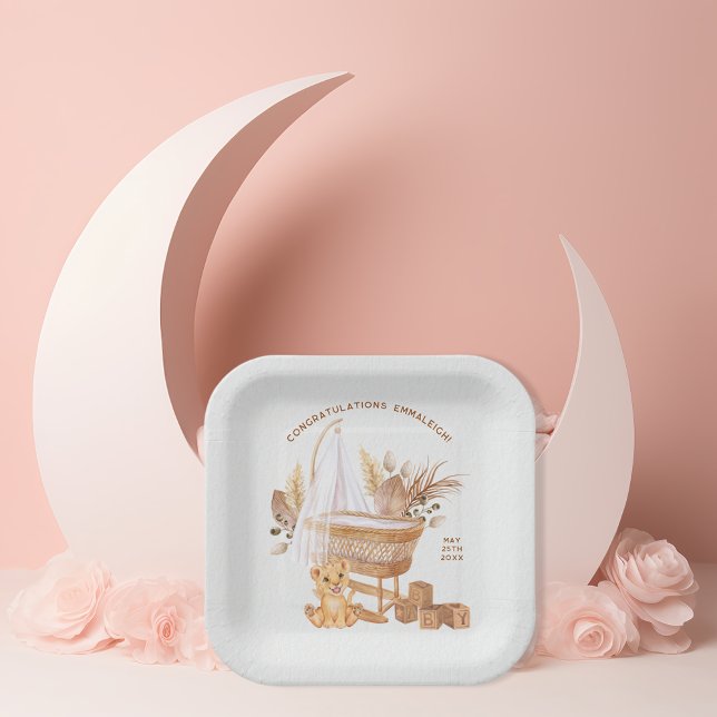 Plato De Papel Boho Bassinet Nursery Baby Shower (Subido por el creador)