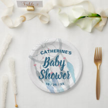 Boho Blue Feather Dreamcatcher Baby Shower