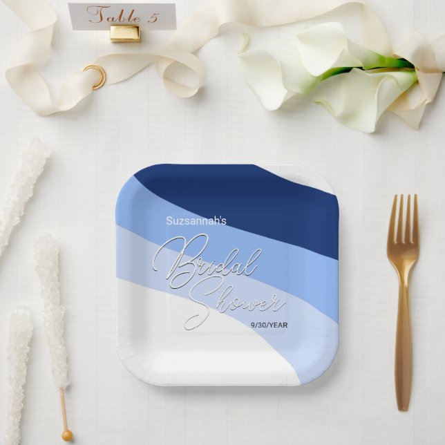 Plato De Papel Boho Blues Streaming Shades Bridal Shower (Boda)