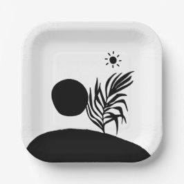 Plato De Papel boho bohemian floral sun moon