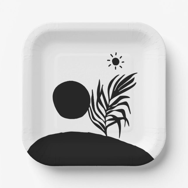 Plato De Papel boho bohemian floral sun moon (Anverso)