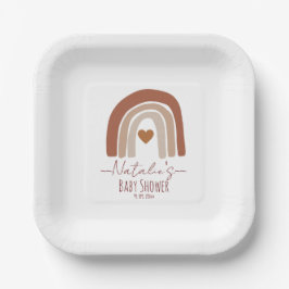 Plato De Papel Boho bohemio acuarela bebé ducha arco iris