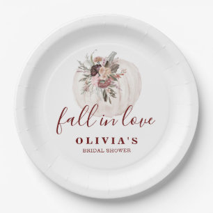 Plato De Papel Boho Borgoña otoño floral Ducha Nupcial de Calabaz