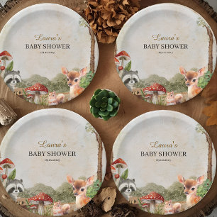 Plato De Papel Boho Bosque Bosques Animales de Woodland Rústico B
