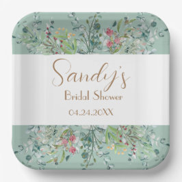 Plato De Papel Boho Bridal Shower Wildflower Placa de papel flora