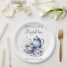 Plato De Papel Boho Bridal Tea Blue Floral Vintage Bridal Shower