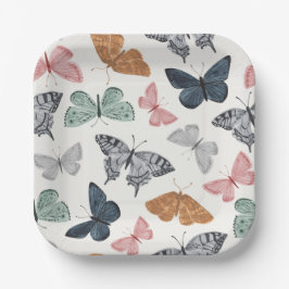 Plato De Papel Boho Butterfly Baby Shower Tableware