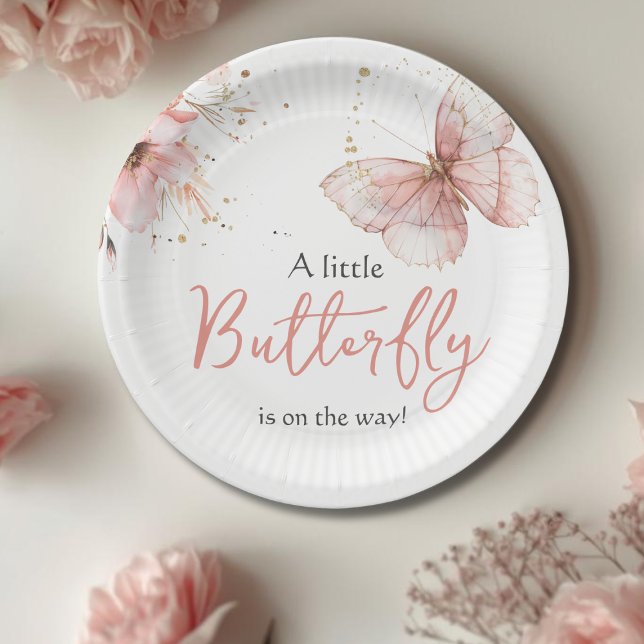 Plato De Papel Boho Butterfly Wildflower Floral Girl Baby Shower (Subido por el creador)
