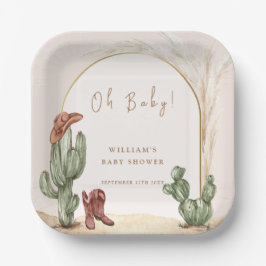 Plato De Papel Boho Cactus Arch Desert Cowboy Baby Shower