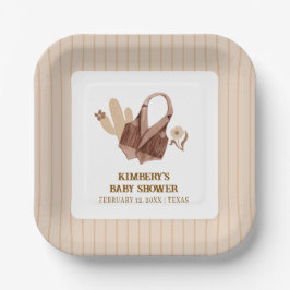 Plato De Papel Boho Cactus Cowgirl Neutral ruso Baby Shower
