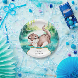 Plato De Papel Boho Calm Otter Cumpleaños