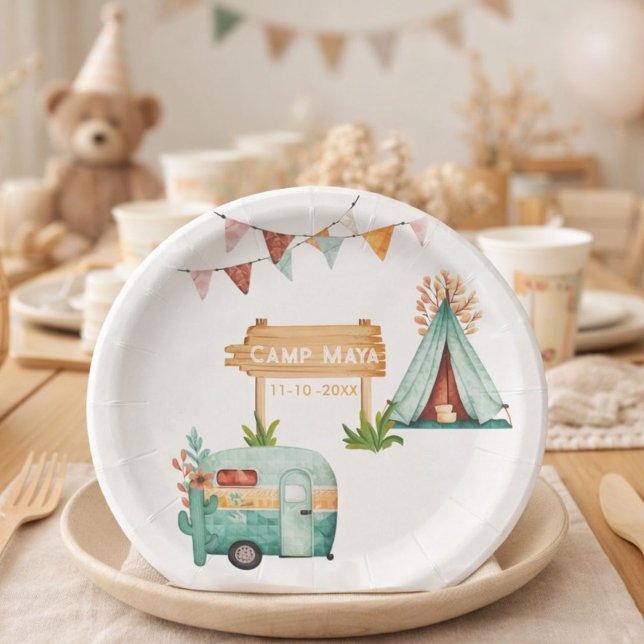 Plato De Papel Boho camping birthday party Paper Plate (Subido por el creador)