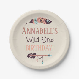 Plato De Papel Boho Chic Wild ONE Fiesta de Cumpleaños de Chica