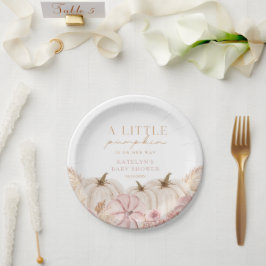 Plato De Papel Boho Chicas Pampas Personalizado de calabaza de hi