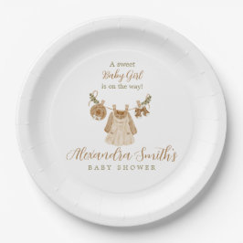 Plato De Papel Boho Clothesline Chica Baby Shower