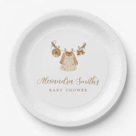 Plato De Papel Boho Clothesline Chica Baby Shower