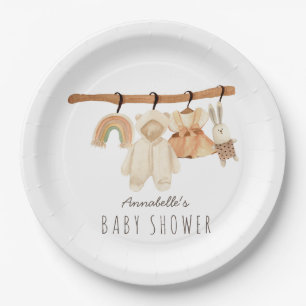 Plato De Papel Boho Clothesline Chica Baby Shower