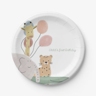 Plato De Papel Boho Cute Animal Birday Party