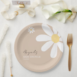 Plato De Papel Boho Daisy Floral Bebé ducha