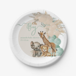 Plato De Papel Boho de animales salvajes Oh Boy Baby Shower