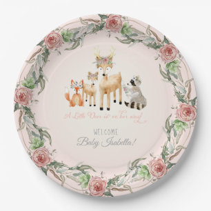 Plato De Papel BOHO Deer Antler Woodland Animales Baby Girl